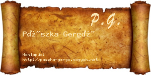 Pászka Gergő névjegykártya